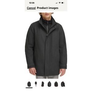 Dockers Men's Wool Melton Small Two Pocket Full Length Duffle Coat, New Charcoal